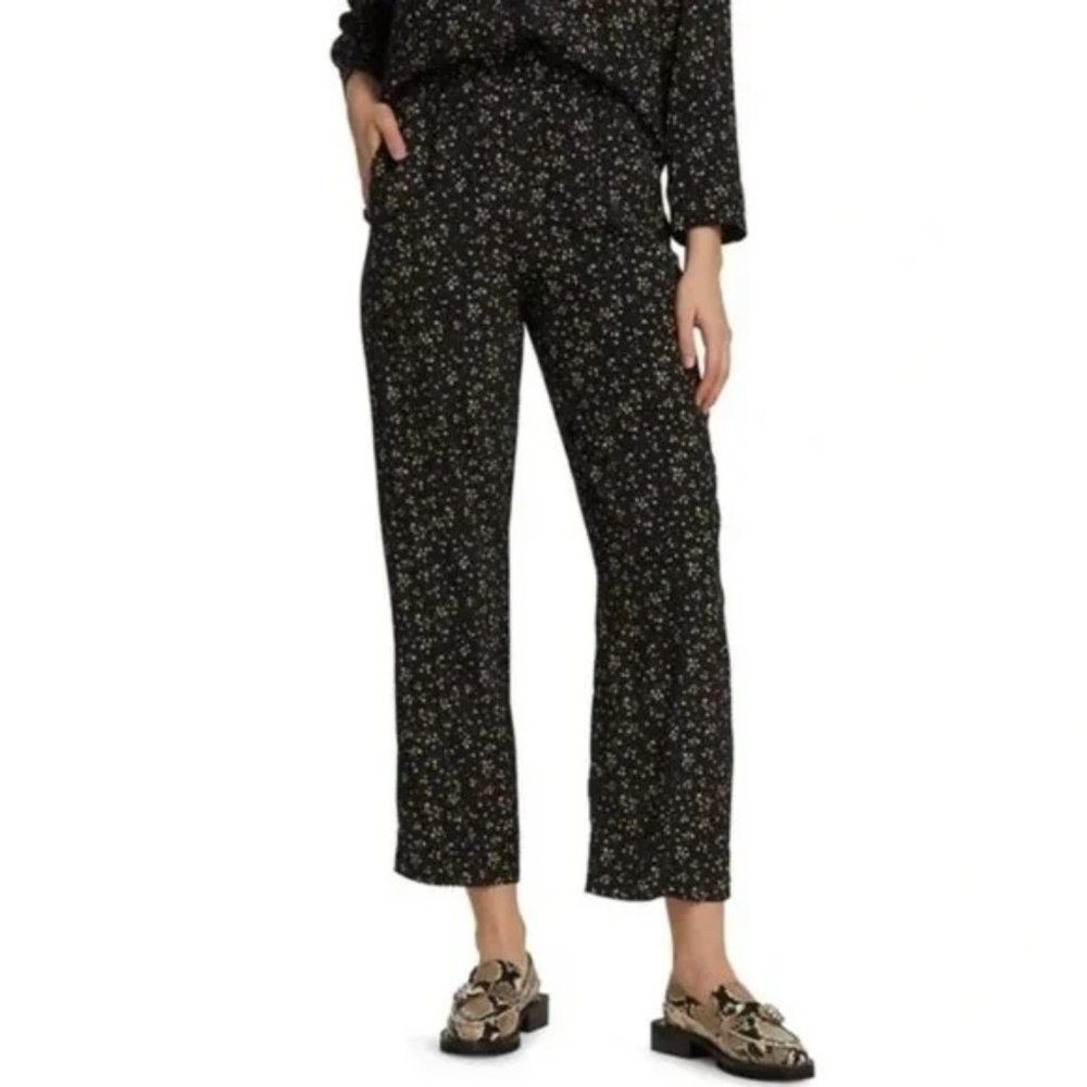 Ganni Crepe Pant - Black Floral - Size 36 (US 4)